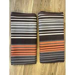 Pottery Barn Teen "Brown Orange Striped" 44 X 84 Lined Drapes  - 2 Panels